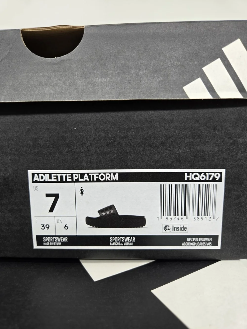 adidas Women's Adilette Platform Slide 'Triple Black' HQ6179 Shoes Size 7 New - Picture 8 of 8